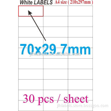 A4 Laser label,70x29.7mm 30 labels per A4 sheet